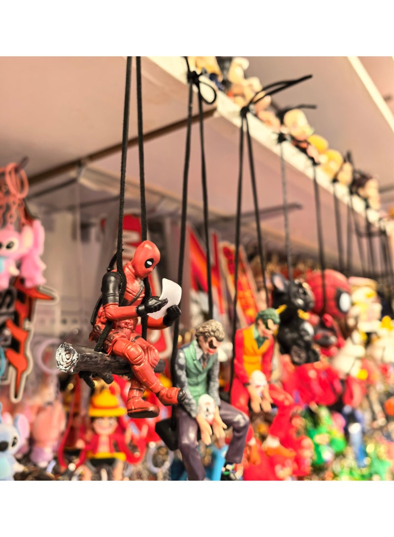 ديدبول قلادة سيارة ديدبول، زينة لمرآة الرؤية الخلفية، إكسسوار معلق لمرآة الرؤية الخلفية، ديكور معلق ممتع للمكتب والمنزل، ديكور منظر طبيعي مصغر، هدية عيد ميلاد رومانسية - Image 3